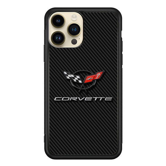 Chevrolet Corvette Logo Carbon iPhone 14 Pro Case | Slim Rubber Case for iPhone 14 Pro