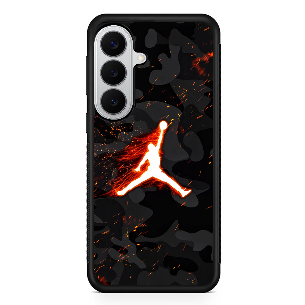 Air Jordan Logo On Fire Samsung Galaxy S26 Case | Slim Samsung Galaxy S26 Rubber Case