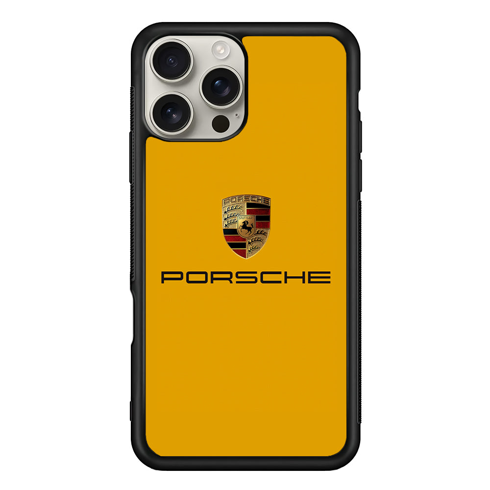 Porsche Car Logo Yellow iPhone 16 Pro Max Case | Slim Rubber Case for iPhone 16 Pro Max