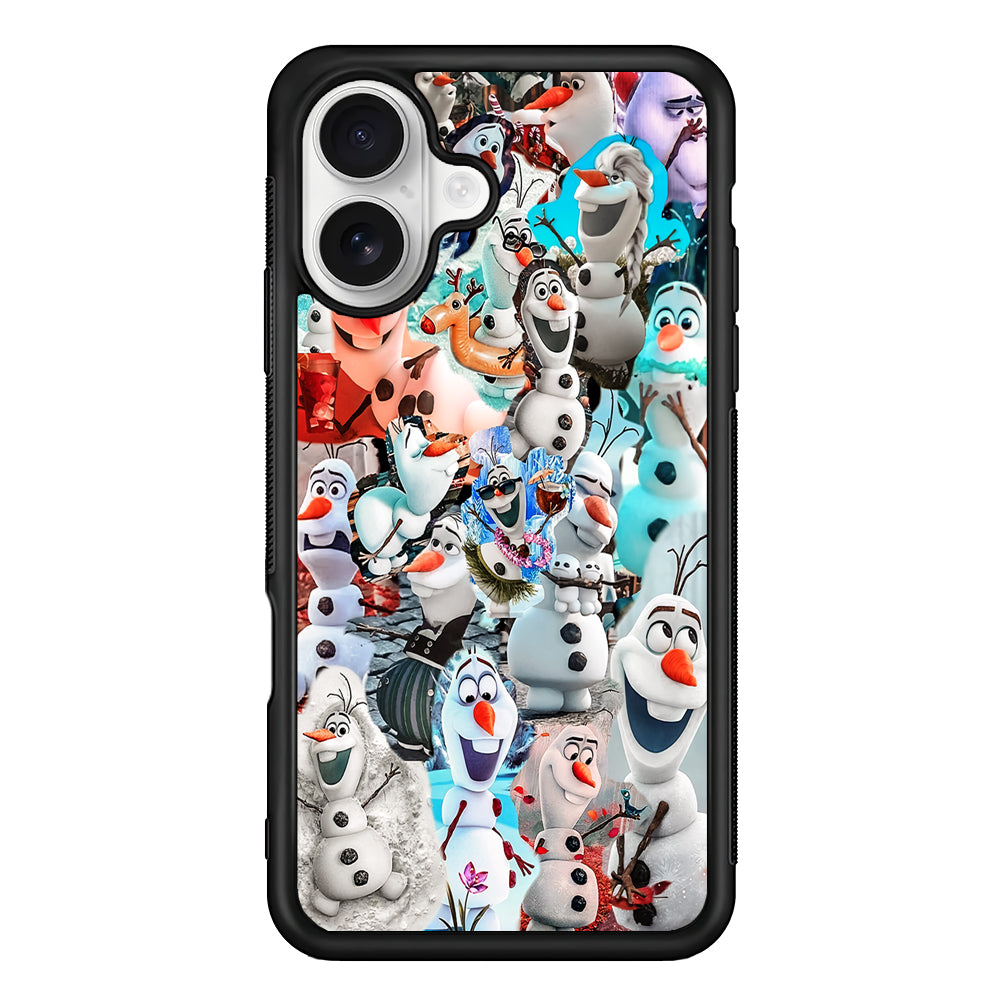 Frozen Olaf Aesthetic Collage iPhone 16 Plus Case | Durable Protective Rubber Cover