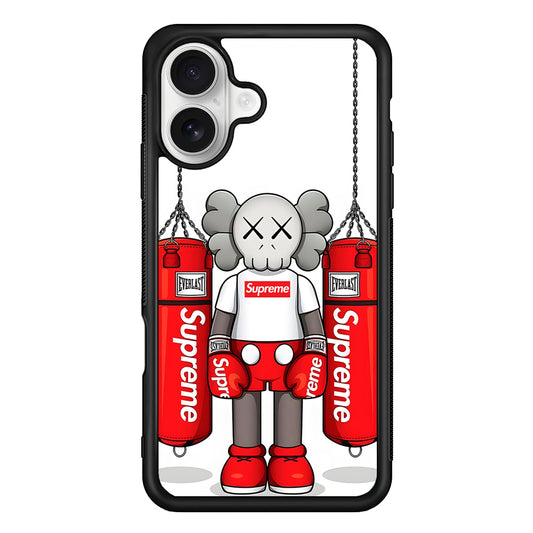 Kaws X Supreme Boxing Hypebeast iPhone 16 Plus Case | Slim Rubber Case for iPhone 16 Plus