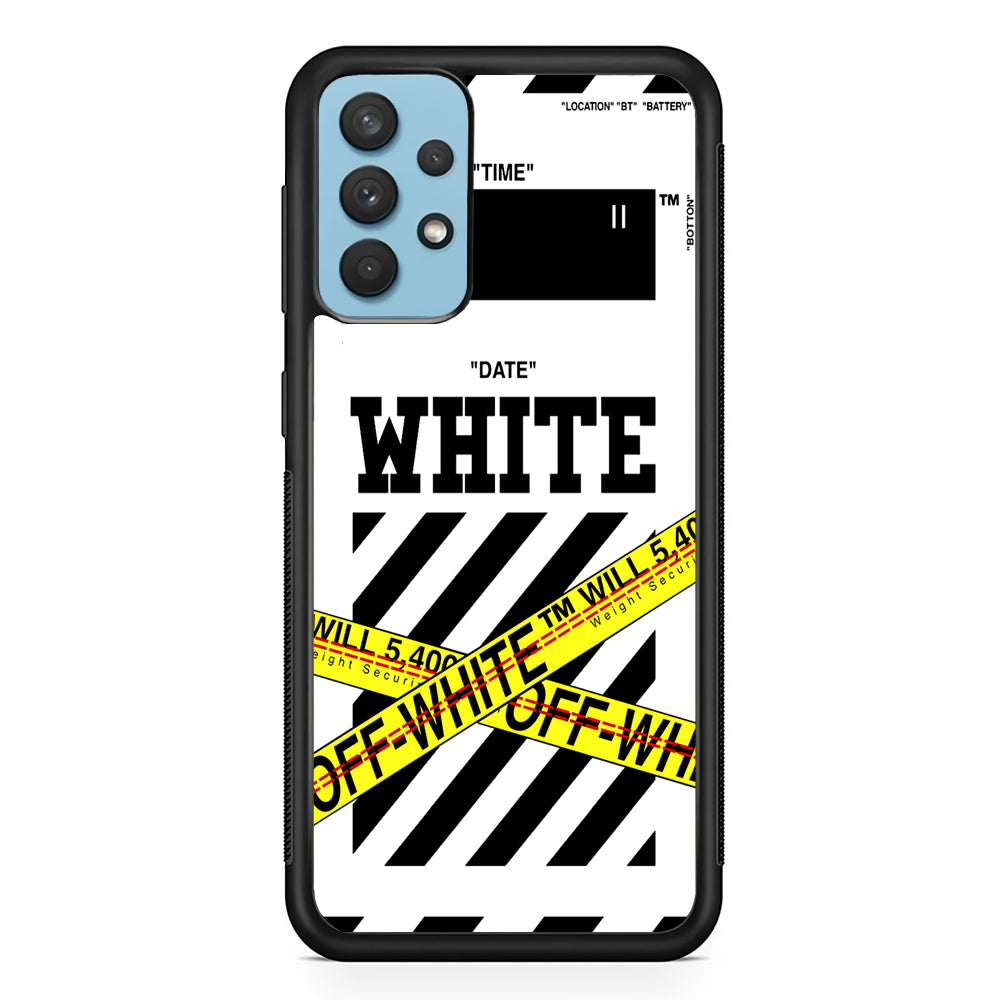 Off White Warning Line Samsung Galaxy A32 Case | Slim Rubber Case for Samsung Galaxy A32