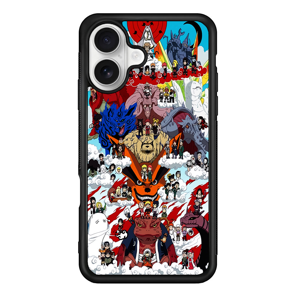 Naruto Chibi All Character iPhone 16 Plus Case | Durable Protective Rubber Cover