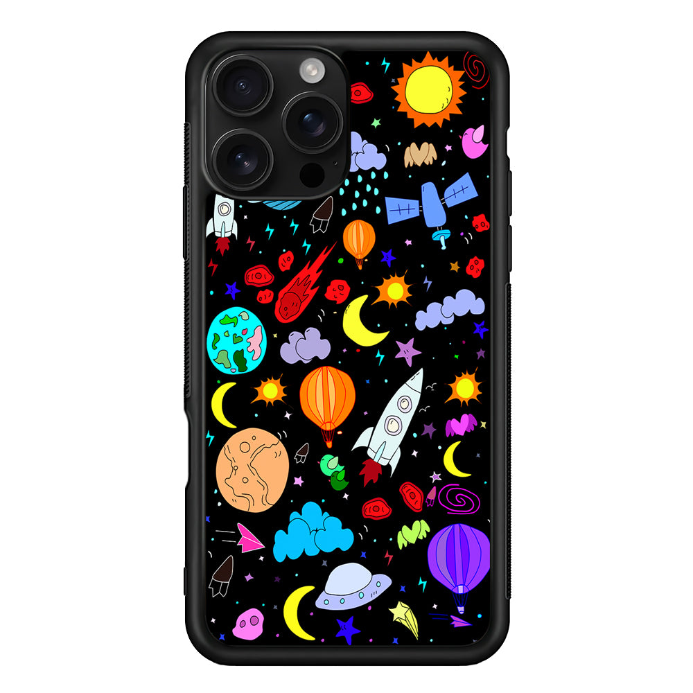 Cartoon Space Pattern iPhone 16 Pro Case | Durable Protective Case for iPhone 16 Pro