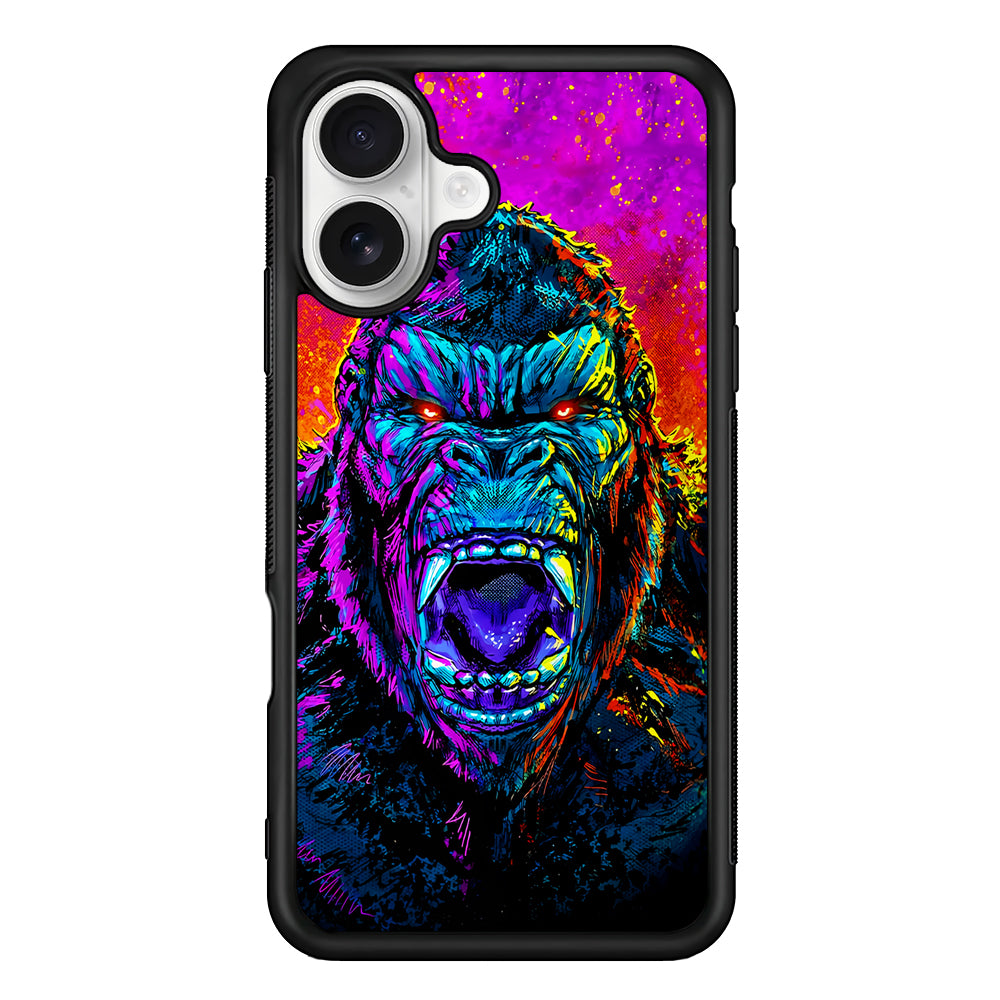 King Kong Godzilla Colorful iPhone 16 Plus Case | Durable Protective Rubber Cover