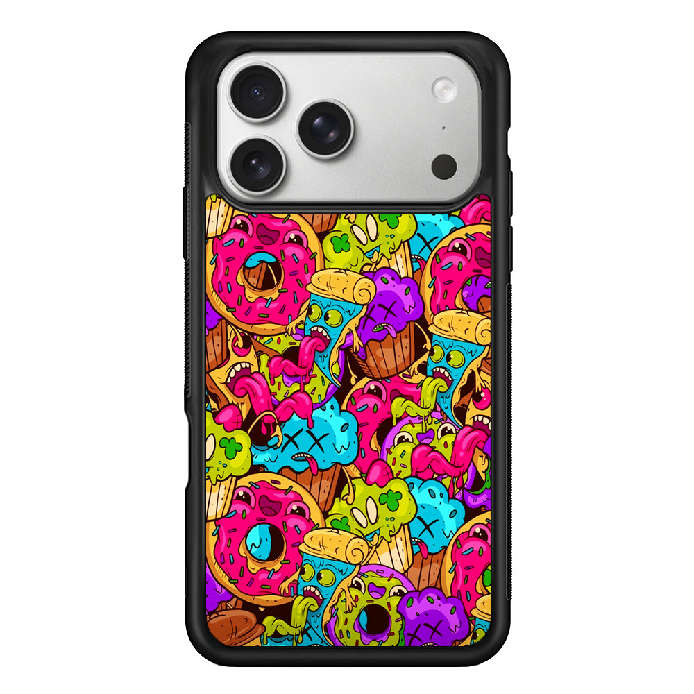 Cartoon Food Monster Doodle iPhone 17 Pro Case | Slim Rubber Case for iPhone 17 Pro