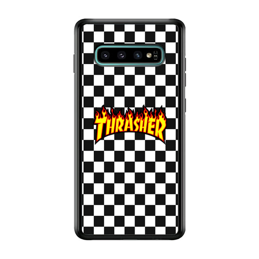 Thrasher Chess Pattern Samsung Galaxy S10 Plus Case | Slim Rubber Case for Samsung Galaxy S10 Plus