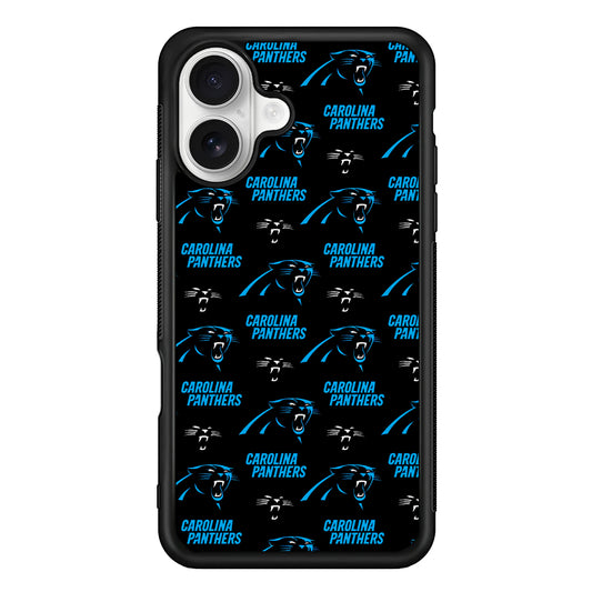 Carolina Panthers Logo Pattern iPhone 16 Plus Case | Durable Protective Rubber Cover