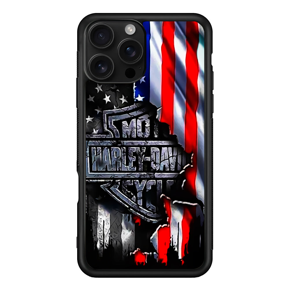 Harley Davidson American Flag iPhone 16 Pro Case - Stylish Protective Cover for iPhone 16 Pro