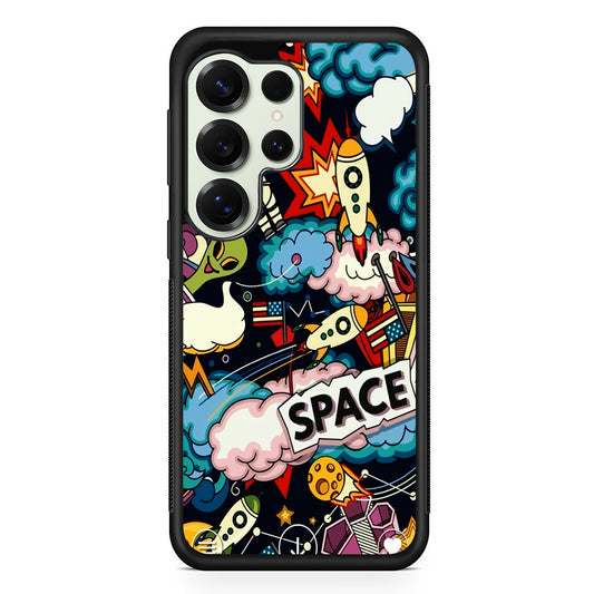 Cartoon Space Rockets Samsung Galaxy S25 Ultra Case | Durable Rubber Case for Samsung Galaxy S25 Ultra