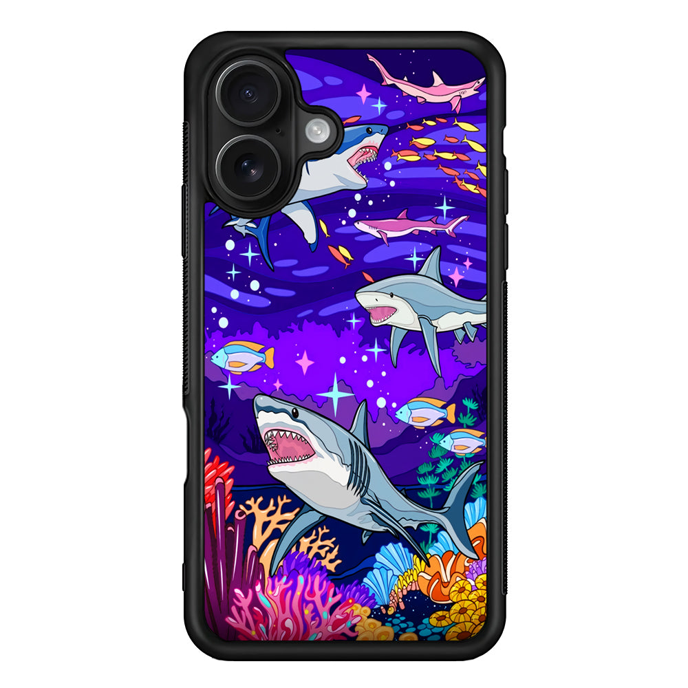 Shark Fish Cartoon iPhone 16 Case - Oxvistore