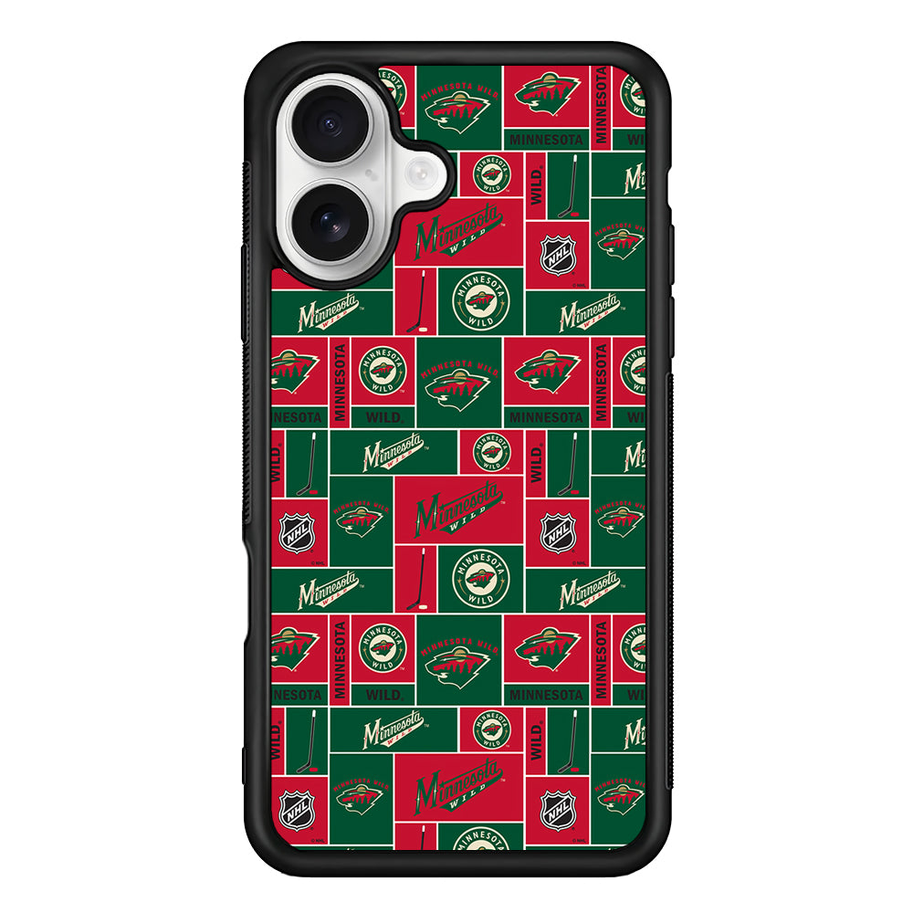 Minnesota Wild Pattern iPhone 16 Plus Case | Durable Protective Rubber Cover