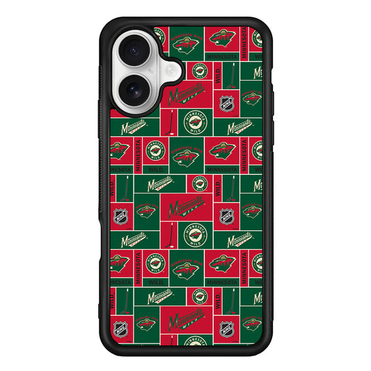 Minnesota Wild Pattern iPhone 16 Plus Case | Durable Protective Rubber Cover