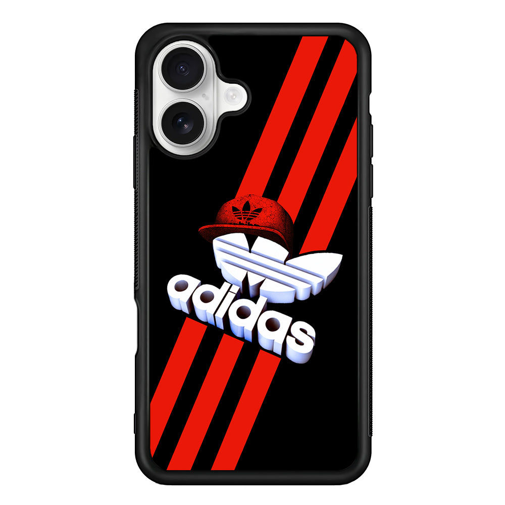 Adidas Logo Stripe Red Hat iPhone 16 Plus Case – Slim Fit Protective Phone Case