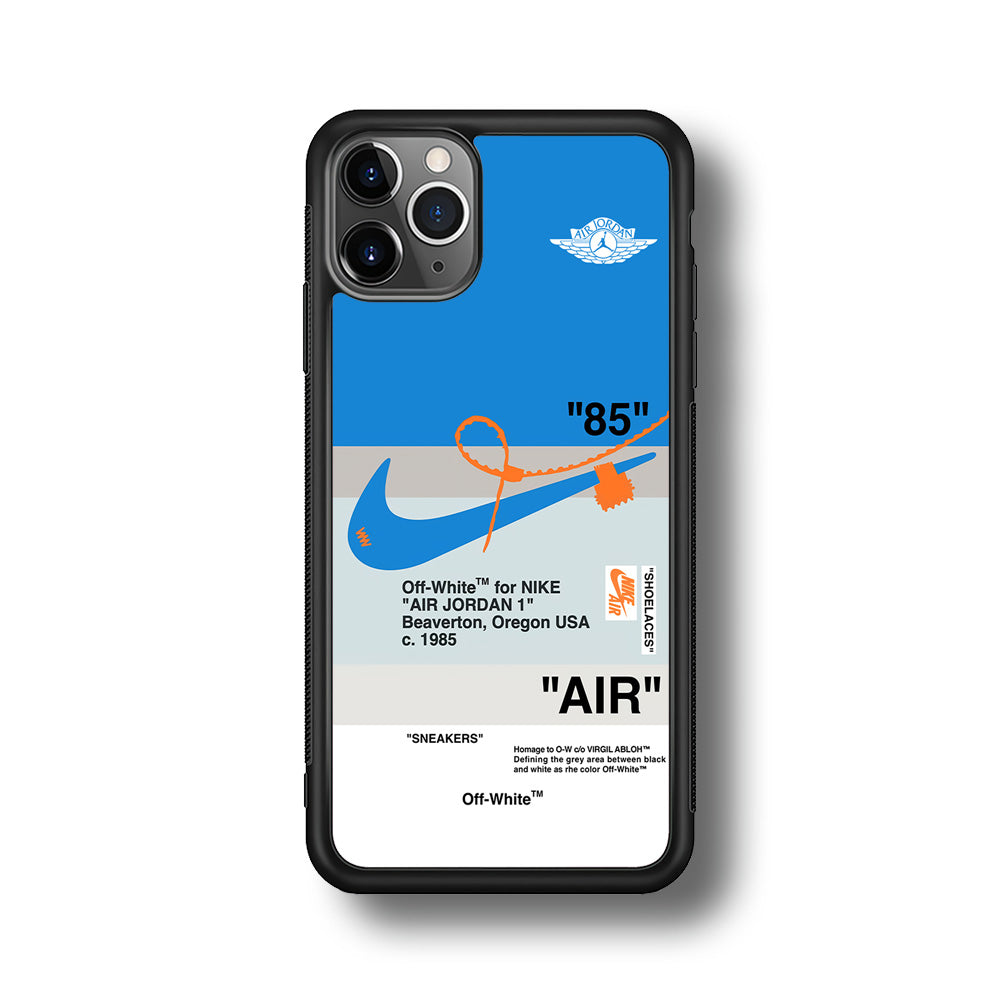 Off White x Nike Air Jordan Blue iPhone 11 Pro Max Case | Slim Rubber Case for iPhone 11 Pro Max