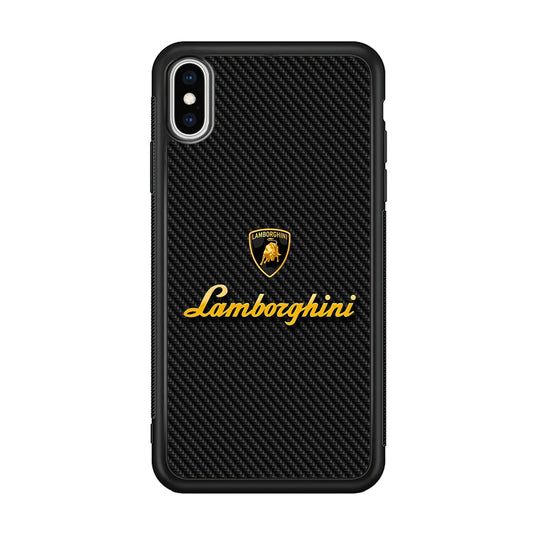 Lamborghini Black Carbon Logo iPhone Xs Max Case | Slim Rubber Case for iPhone Xs Max