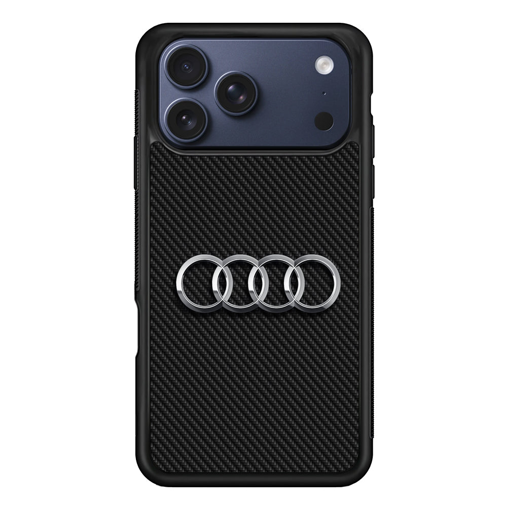 Audi Metal Against a Dark Carbon iPhone 17 Pro Max Case | Slim Rubber Case for iPhone 17 Pro Max