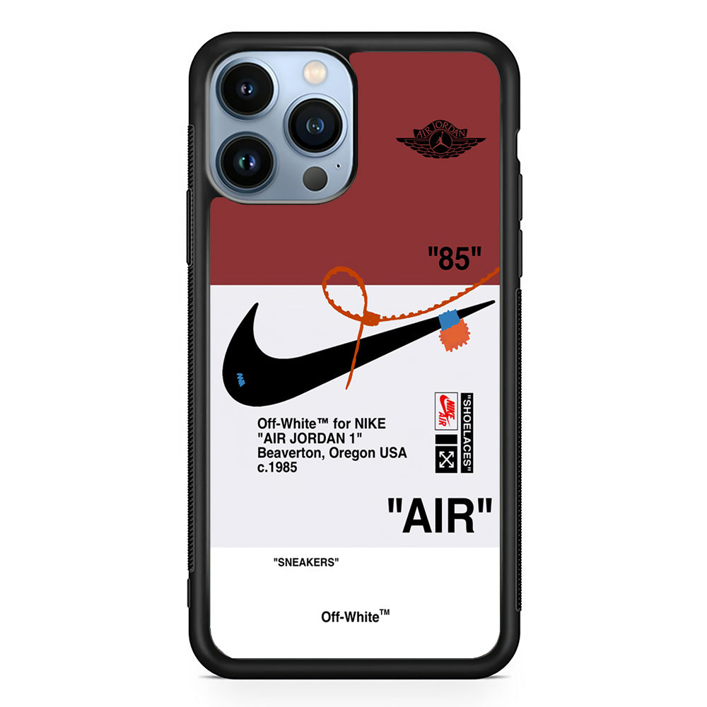 Off White x Nike Air Jordan Red iPhone 15 Pro Max Case | Slim Rubber Case for iPhone 15 Pro Max