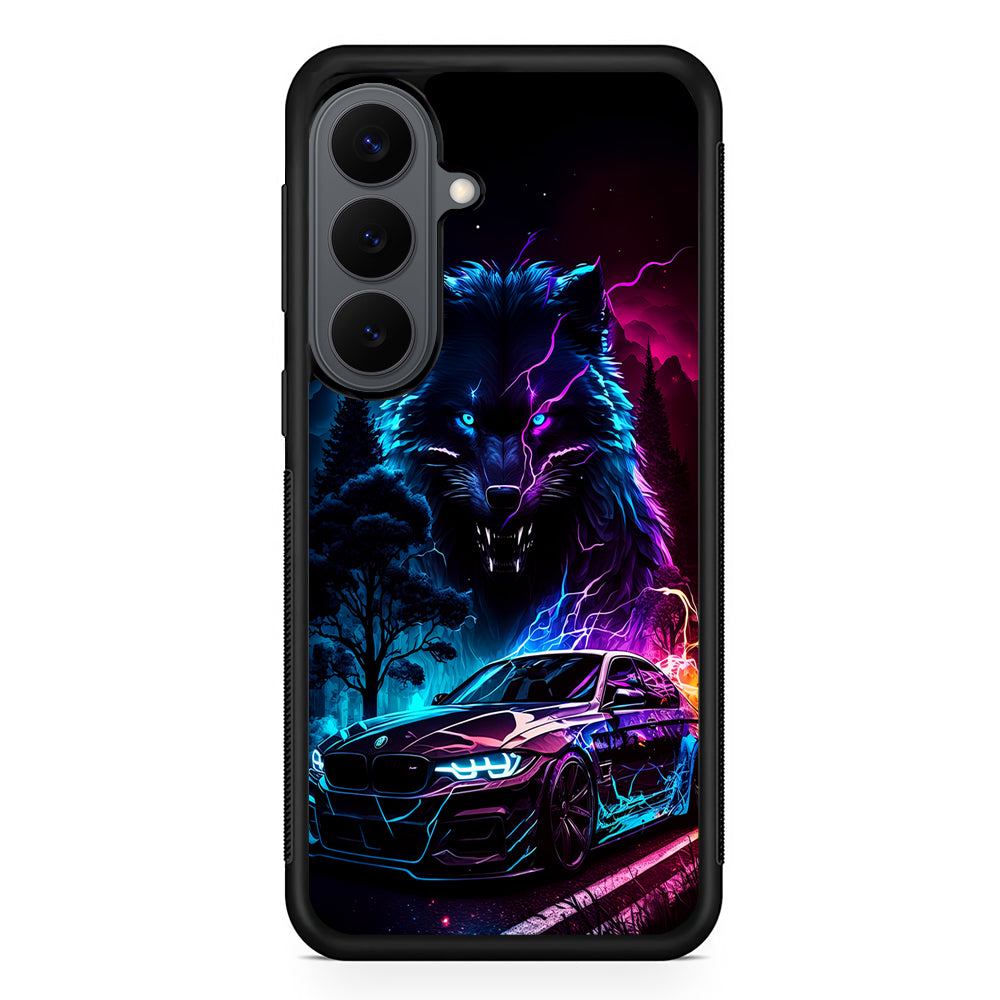 Neon Wolf and Car Northern Samsung Galaxy S26 Plus Case | Slim Rubber Case for Samsung Galaxy S26 Plus