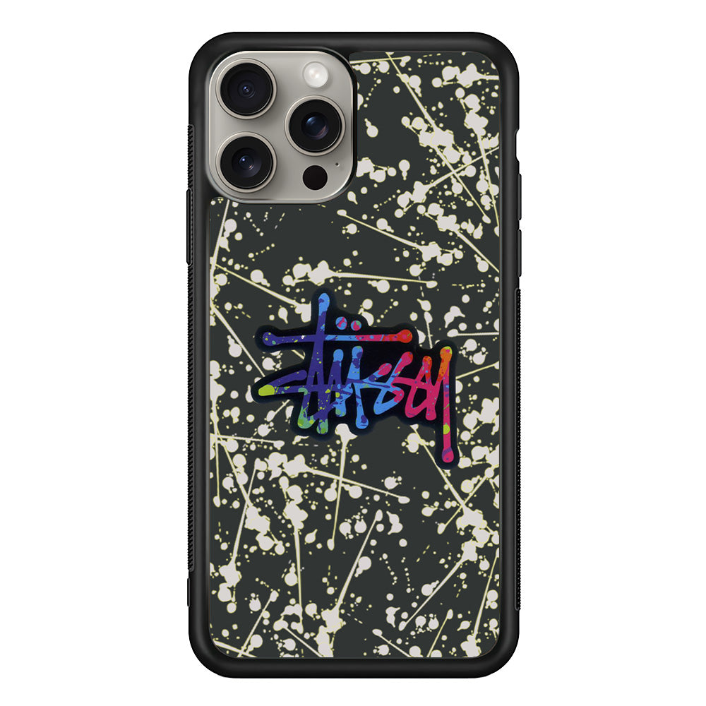 Stussy Splash Grey iPhone 15 Pro Case | Slim Rubber Case for iPhone 15 Pro