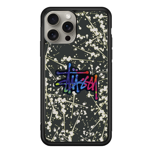 Stussy Splash Grey iPhone 15 Pro Case | Slim Rubber Case for iPhone 15 Pro