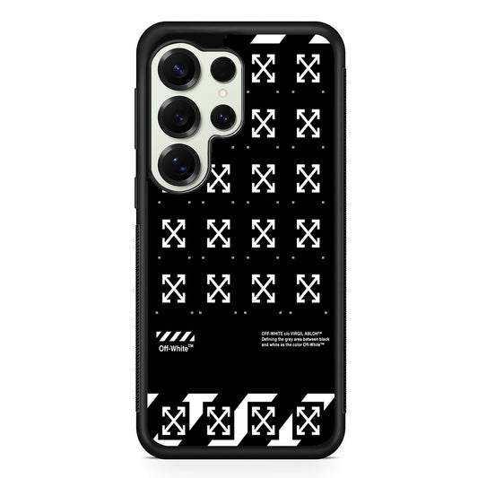 Off White Logo Black Pattern Samsung Galaxy S25 Ultra Case | Slim Rubber Case for Samsung Galaxy S25 Ultra