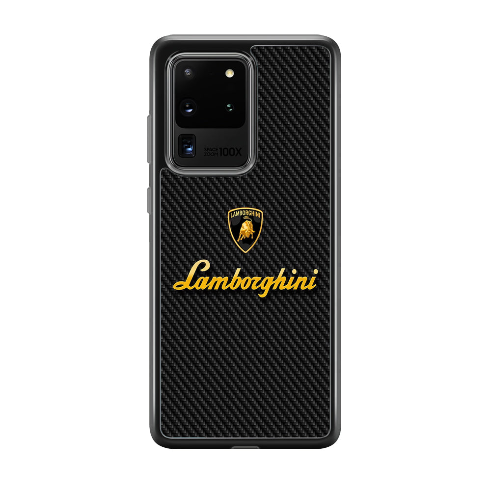 Lamborghini Black Carbon Logo Samsung Galaxy S20 Ultra Case | Slim Rubber Case for Samsung Galaxy S20 Ultra