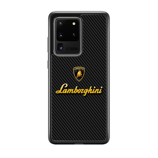 Lamborghini Black Carbon Logo Samsung Galaxy S20 Ultra Case | Slim Rubber Case for Samsung Galaxy S20 Ultra
