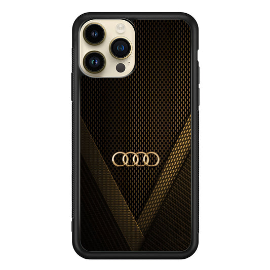 Audi Logo Gold Against a Dark iPhone 14 Pro Case | Slim Rubber Case for iPhone 14 Pro
