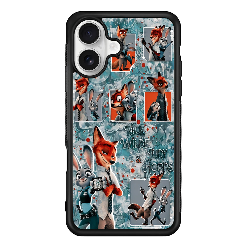 Zootopia Judy and Nick Aesthetic iPhone 16 Plus Case | Durable Protective Rubber Cover